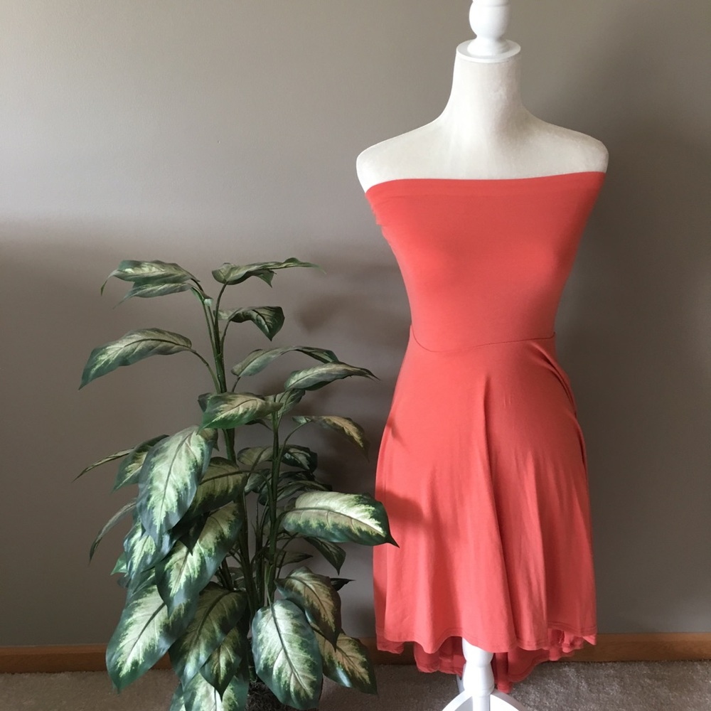 Orange Strapless High Low Dress